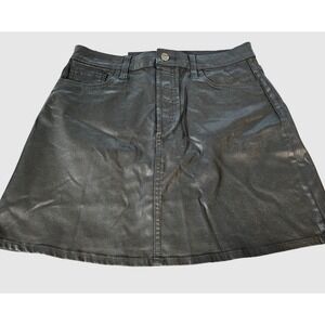 Joe's Jeans Mini Skirt Women 27 Black New Coated Denim A-Line GX1CTC6012